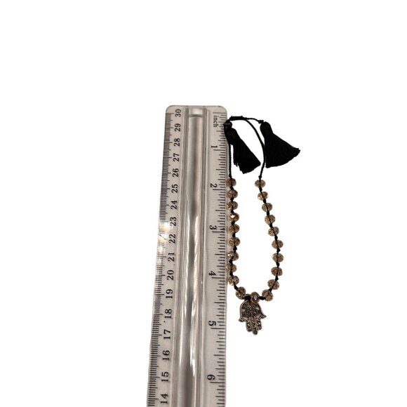 Zacasha Hamsa Hand & Amber Glass Bead Bracelet Hand Knotted Silk Cord Protection - Picture 7 of 10